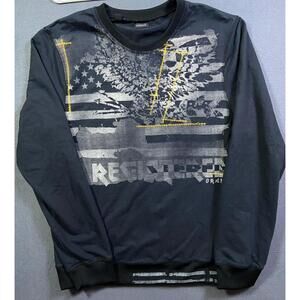 Buffalo David Bitton Men's Registered Flag Eagle Crew Neck Sweatshirt Mens Large